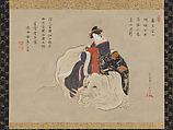 Courtesan of Eguchi, Katsukawa Shunshō 勝川春章 (Japanese, 1726–1792), Hanging scroll; ink and color on paper, Japan