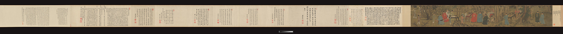 Elegant Gathering in the Apricot Garden, After Xie Huan (Chinese, 1377–1452), Handscroll; ink and color on silk, China