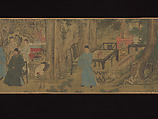 Elegant Gathering in the Apricot Garden, After Xie Huan (Chinese, 1377–1452), Handscroll; ink and color on silk, China