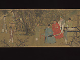 Elegant Gathering in the Apricot Garden, After Xie Huan (Chinese, 1377–1452), Handscroll; ink and color on silk, China