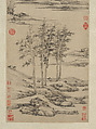 Woods and Valleys of Mount Yu, Ni Zan (Chinese, 1306–1374), Hanging scroll; ink on paper, China