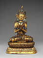 The Primordial Buddha Vajradhara, Gilt copper alloy with inlaid silver filaments, turquoise, and semiprecious stones, Tibet