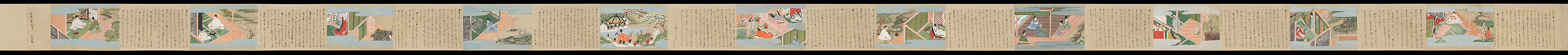 Illustrated Handscrolls of The Tale of Genji, Ryūjo (Tatsujo) (Japanese, active late 16th century), Five handscrolls; ink and color on paper (illustrations); ink on paper (texts), Japan