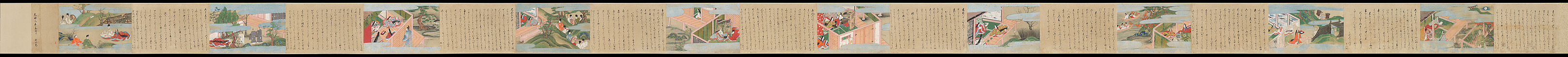 Illustrated Handscrolls of The Tale of Genji, Ryūjo (Tatsujo) (Japanese, active late 16th century), Five handscrolls; ink and color on paper (illustrations); ink on paper (texts), Japan