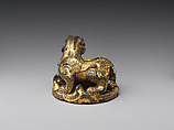Weight in the shape of a chimera, Bronze, gilding, gold and turquoise inlays, China