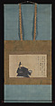 Portrait of Minamoto no Muneyuki, from the “Fujifusa Version of the Handscroll of Thirty-Six Poetic Immortals”, Inscription traditionally attributed to Emperor Godaigo (Japanese, 1288–1339), Hanging scroll; ink and color on paper, Japan