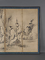 Chinese Sages, Attributed to Kano Sanraku (Japanese, 1559–1635), Pair of six-panel folding screens; ink on paper, Japan