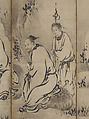 Chinese Sages, Attributed to Kano Sanraku (Japanese, 1559–1635), Pair of six-panel folding screens; ink on paper, Japan