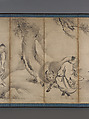 Chinese Sages, Attributed to Kano Sanraku (Japanese, 1559–1635), Pair of six-panel folding screens; ink on paper, Japan