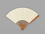 Carved fan, birds amid autumn maple leaves, Bamboo frame carving by Jin Xiya (Chinese, 1890–1979), Folding fan; ink and color on paper with carved bamboo frame, China