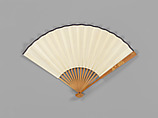 Folding fan with bamboo frame carved with tree peonies and fingered citrons, Jin Xiya (Chinese, 1890–1979), Folding fan with plain paper; carved bamboo frame, China