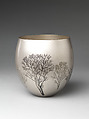 Winter Grove (Fuyu no kodachi) Flower Container, Okuyama Hōseki 奥山峰石 (Japanese, born 1937), Hammered silver with inlaid copper and gold alloy (shakudō), copper and silver alloy (shibuichi), Japan