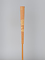Folding fan with bamboo frame carved with tree peonies and fingered citrons, Jin Xiya (Chinese, 1890–1979), Folding fan with plain paper; carved bamboo frame, China