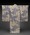 Girl’s kimono with wisteria and trellis, Crepe silk (kabe chirimen) with stencil paste-resist dyeing, Japan