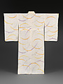 Summer Kimono (Katabira) with Blades of Grass and Dewdrops, Printed plain-weave hemp with twisted wefts, couched silver thread , Japan