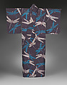 Meisen Summer Kimono with Dragonflies, Plain-weave silk warps with twisted dupioni silk wefts in unraveled ikat (hogushi-gasuri), Japan
