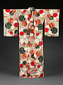 Meisen Kimono with Water Droplets, Plain-weave reeled-silk warps with machine-spun silk wefts in double ikat (heiyō-gasuri), Japan