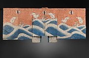 Kyōgen Suit (Suō) with Rabbits Jumping over Waves, Plain-weave hemp with tube-drawn paste-resist dyeing (tsutsugaki) with hand-painted details, Japan