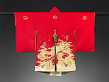 Daimyo Firefighter’s Ensemble (Kaji shōzoku) for Samurai Woman, Wool (rasha) with satin-weave silk appliqué and silk- and gold-thread embroidery, Japan