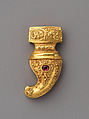 Tiger Claw Pendant with Red Stone, Gold, Indonesia (Central Java)