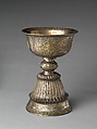 Pair of Butter Lamps, Gilt silver with repoussé and engraving, Central Tibet