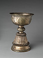 Pair of Butter Lamps, Gilt silver with repoussé and engraving, Central Tibet