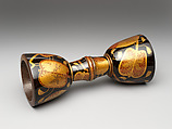 Large drum body with decoration of war fans, Gold makie on black lacquer, Japan