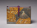 Rectangular box with decoration of scattered fans, Gold and silver makie with mother-of-pearl inlay, Japan
