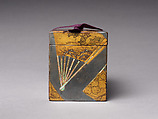 Rectangular box with decoration of scattered fans, Gold and silver makie with mother-of-pearl inlay, Japan