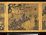 Album of Twelve Waka from Poetry Competition of Poets of Different Eras, Calligraphy traditionally attributed to Emperor Go-Yōzei (Japanese, 1571–1617) and eleven others, Album of twelve double leaves; ink on gold and silver decorated paper, Japan