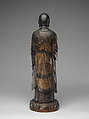Jizō, Bodhisattva of the Earth Store (Kshitigarbha), Kaikei (Japanese, active 1183–1223), Lacquered Japanese cypress, color, gold, cut gold, and inlaid crystal, Japan