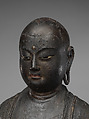 Jizō, Bodhisattva of the Earth Store (Kshitigarbha), Kaikei (Japanese, active 1183–1223), Lacquered Japanese cypress, color, gold, cut gold, and inlaid crystal, Japan