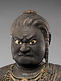 Fudō Myōō, the Immovable Wisdom King (Achala Vidyaraja), Kaikei (Japanese, active 1183–1223), Japanese cypress with lacquer, color, gold, cut gold leaf (kirikane), and inlaid crystal eyes, Japan