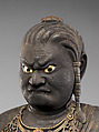Fudō Myōō, the Immovable Wisdom King (Achala Vidyaraja), Kaikei (Japanese, active 1183–1223), Japanese cypress with lacquer, color, gold, cut gold leaf (kirikane), and inlaid crystal eyes, Japan