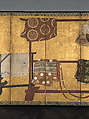 Whose Sleeves? (Tagasode), Pair of six-panel folding screens; ink, color, and gold on gilt paper, Japan