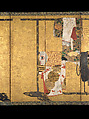 Whose Sleeves? (Tagasode), Pair of six-panel folding screens; ink, color, and gold on gilt paper, Japan