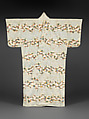 Robe (Kosode) with Shells and Sea Grasses, Embroidery and gold leaf on plain-weave silk patterned with warp floats, Japan