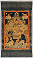 Manjushri, the Bodhisattva of Transcendent Wisdom, Silk appliqué with damask, satin, brocade, and leather substrate with silver finish and embroidery with silk cord, China