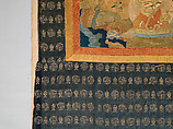 Manjushri, the Bodhisattva of Transcendent Wisdom, Silk appliqué with damask, satin, brocade, and leather substrate with silver finish and embroidery with silk cord, China