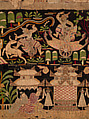 Scenes from the Thiri Rama, the Burmese adaptation of the Ramayana, U Paw Hnyun (Burmese, second half 19th century), Pictorial textile hanging (kalaga); appliqué and embroidery on velvet with applied sequins, glass seed pearls, gold-gilt and silver-gilt metal thread, Myanmar (Burma), Yangon or Mandalay