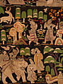 Scenes from the Thiri Rama, the Burmese adaptation of the Ramayana, U Paw Hnyun (Burmese, second half 19th century), Pictorial textile hanging (kalaga); appliqué and embroidery on velvet with applied sequins, glass seed pearls, gold-gilt and silver-gilt metal thread, Myanmar (Burma), Yangon or Mandalay