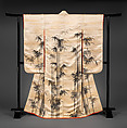 Over Robe (Uchikake) with Bamboo, Gion Nankai (Japanese, 1677–1751), Ink and gold powder on silk satin, Japan
