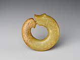 Pendant in the shape of a coiling dragon, Jade (nephrite), China