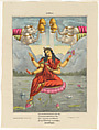 Goddess Kamalatmika, The Hindu Art Studio, Lithograph, printed in black with hand-coloring in watercolor and selectively applied glaze, West Bengal, Calcutta