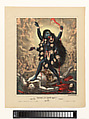 Goddess Kali, Lithograph, printed in black and hand-coloring with watercolor and selectively applied glaze, West Bengal, Calcutta