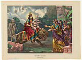 Agamani, Lithograph, printed in black and hand-coloring with watercolor and selectively applied glaze, West Bengal, Calcutta