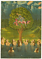Krishna Steals the Clothes of the Gopis, Color lithorgraph, varnish, India