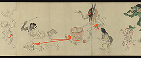 The Night Parade of One Hundred Demons, Tachibana Gadō 橘雅堂 (Japanese, active late 19th century), Handscroll; ink and color on paper, Japan