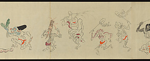 The Night Parade of One Hundred Demons, Tachibana Gadō 橘雅堂 (Japanese, active late 19th century), Handscroll; ink and color on paper, Japan