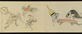 The Night Parade of One Hundred Demons, Tachibana Gadō 橘雅堂 (Japanese, active late 19th century), Handscroll; ink and color on paper, Japan